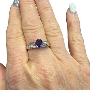 Avon Sterling Silver amethyst love Ring size 9 NIB vintage 1997